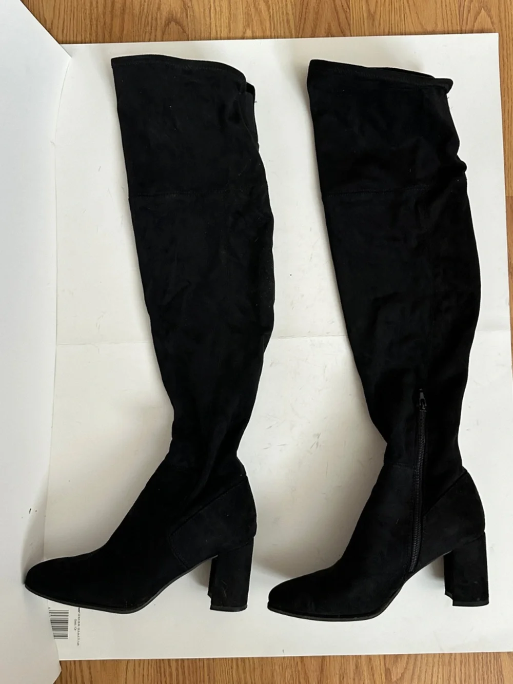 Nine West Women's Black Suede Velvet Over the Knee Block Heel Boots Size 7